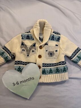 GAP - Cozy Cream and Green Kids Cardigan Sweater
